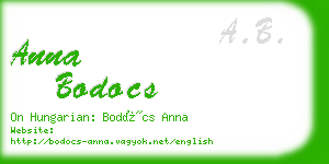 anna bodocs business card